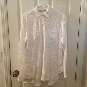 Stillwater Long Sleeve White Button Down Shirt Top Embroidered Women's Small